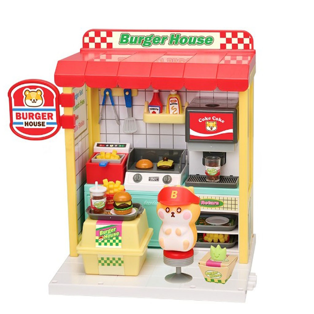 デコデコ アルバイト名人 バーガーハウス 自分で組み立てる リアルミニチュア スクイーズフィギュア 37ヶ月以上 正規品 公式ライセンス