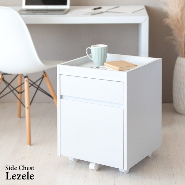 キャスター付サイドワゴン 幅40cm サイドラック インキャビネット 引出し 収納 本棚 ラック デスク シンプル