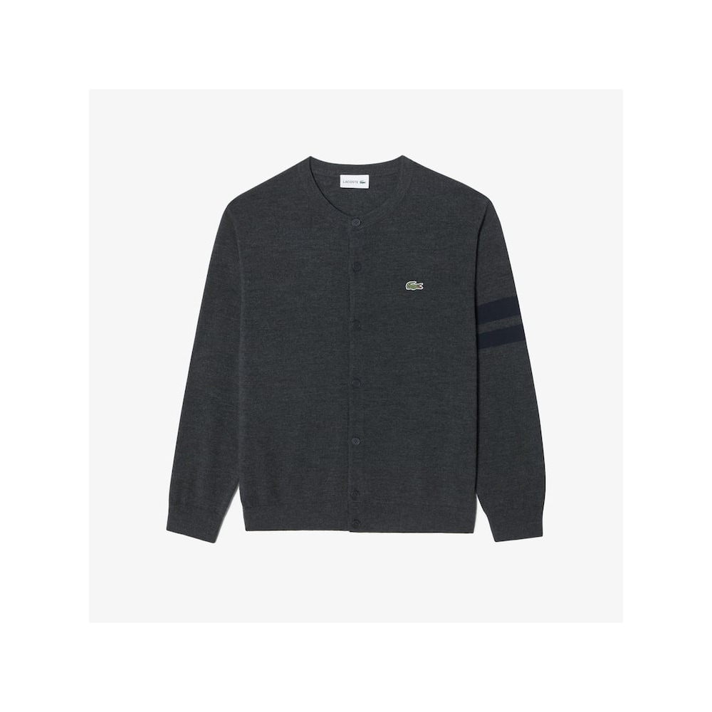 ラコステメンズクルーネックスリーブチップカーディガン AH500E-54N UWC Q2NAH500E-54NUWC