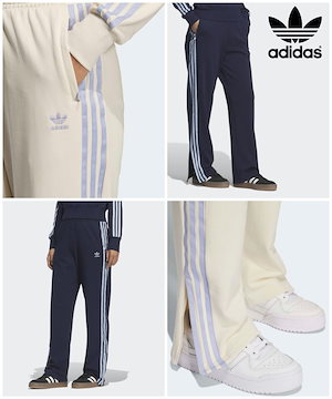 Qoo10 adidas トラックパンツ ルーズ 無地 ワイド/ル