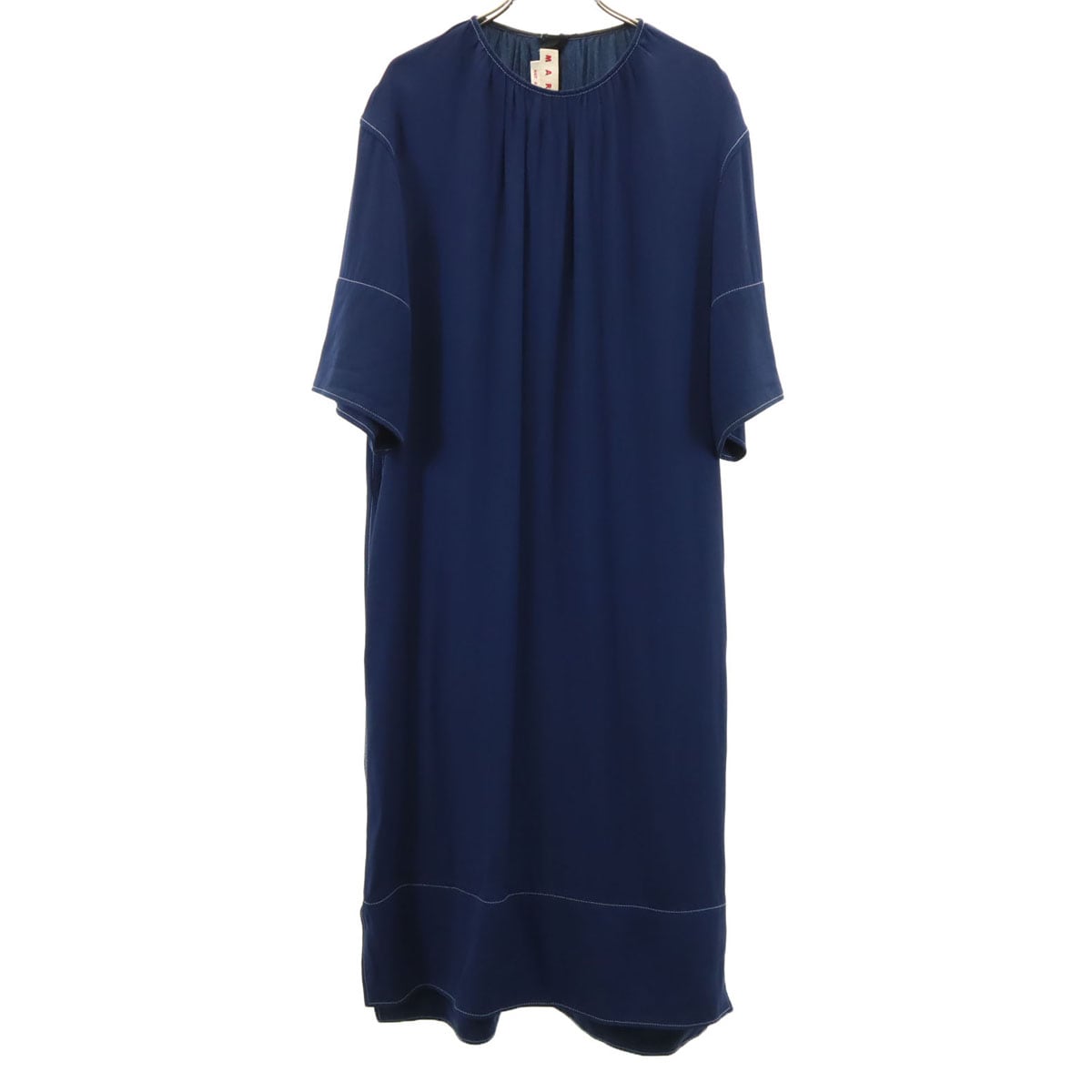 イタリア製 5分袖 ワンピース 40 ネイビー レディース 古着 11,484円