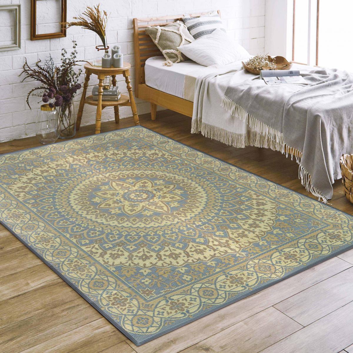 【I】【代引不可】イケヒコ 国産い草ラグ カーペット Fサークル 滑り止め付 グレー 約191×191cm 1718070【北海道・沖縄・離島不可】【代引不可/沖縄・離島