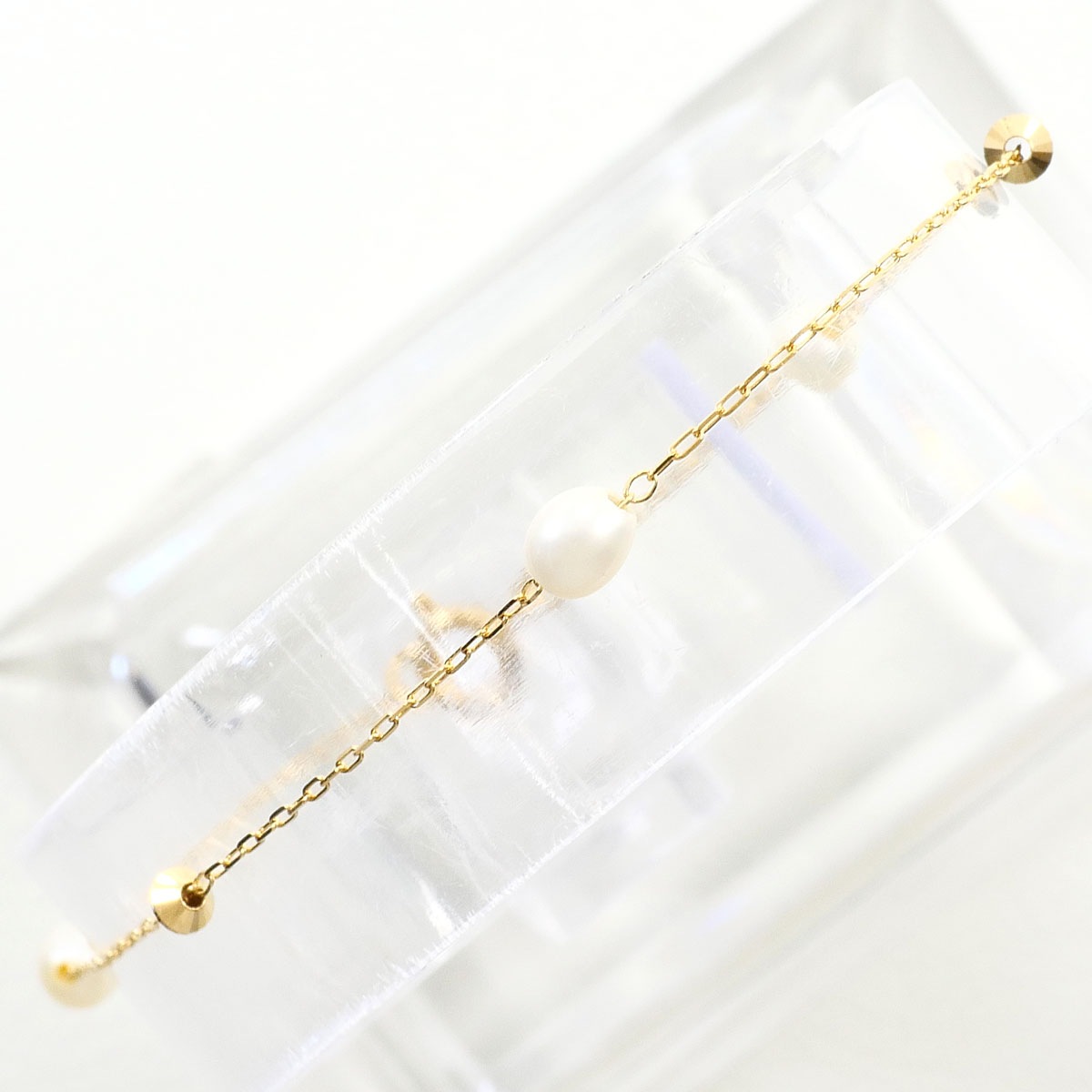 K18 18金 YG イエローゴールド ブレスレット パール（真珠） 総重量約0.7g 約16.5cm ジュエリー 中古