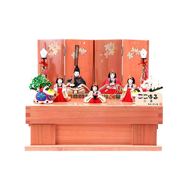 雛人形 ひな人形 お雛様 おひなさま かわいい 手作り 2025年 新作 秀光 限定品 送料無料 コンパクトミニ 初節句 ひな祭り 木目込み 五人 5人 収納 ここはる 心春 春蘭 男雛 女雛 狛犬