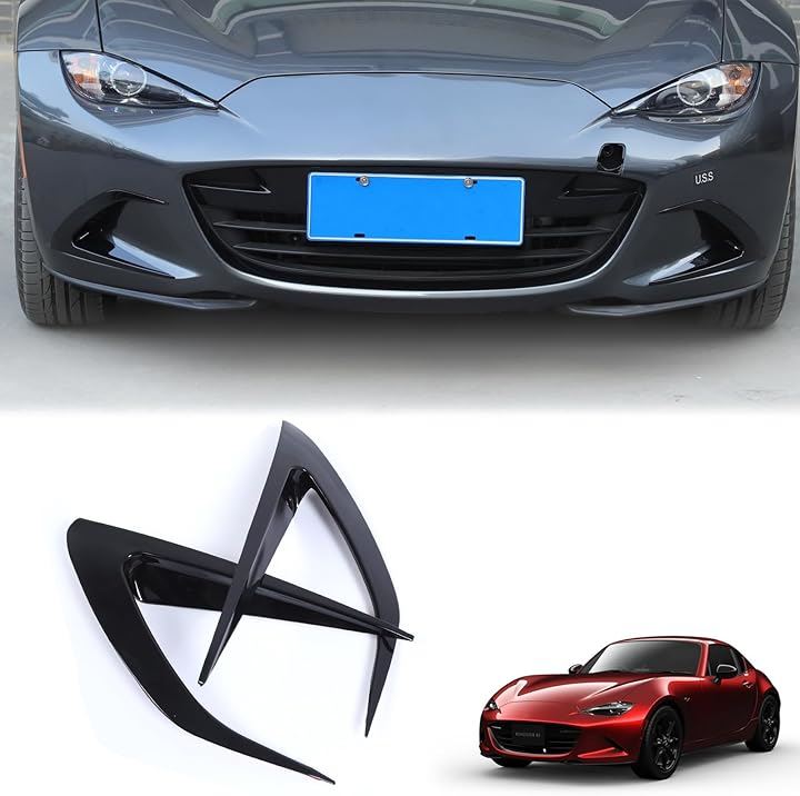 新型 マツダ ロードスター ND系 ガーニッシュ フロントフェイスデコレーションバー ABS製 取付簡単 貼付タイプ 装飾フレーム 外装パーツ カスタム アクセサリー(ピアノブラック)