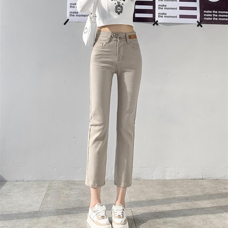 デニムパンツレディース秋冬デニムパンツ裏ボア裏起毛防寒厚ストレッチハイウエスト九分丈ゆったりチノパン体型カバーカジュアルジーンズ