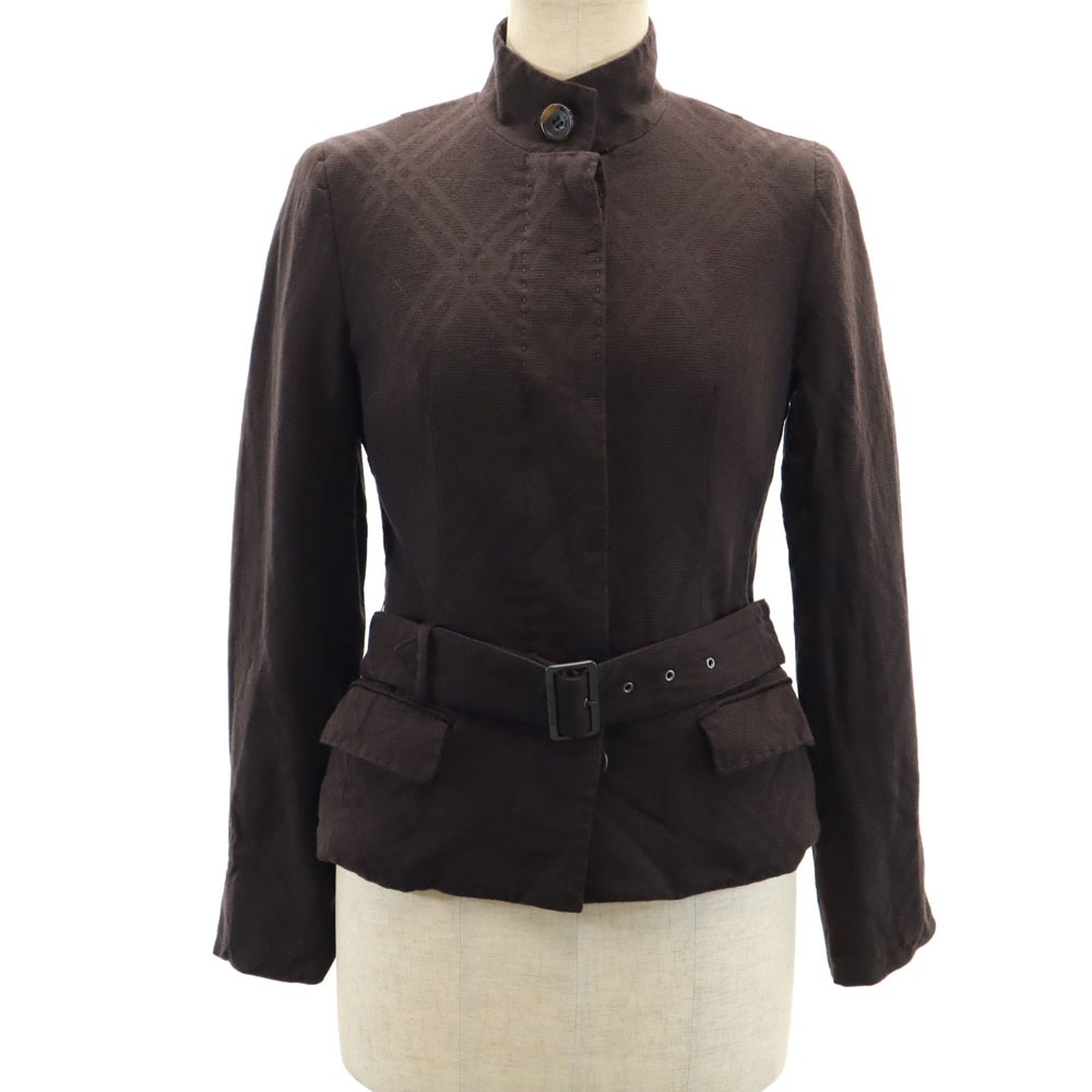 三陽商会 ウール ステンカラー ジャケット 38 ブラウン系 レディース