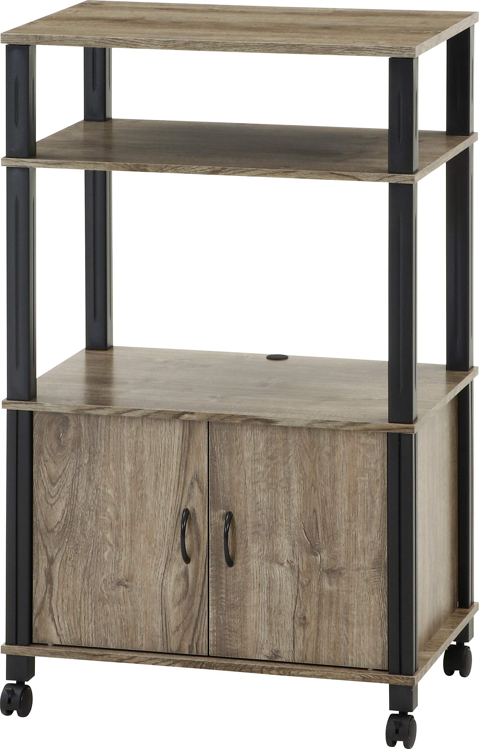 不二貿易 マルチワゴン キッチンワゴン 幅59.7cm ナチュラル ブラック 簡単組み立て キャスター付き フィット 99905