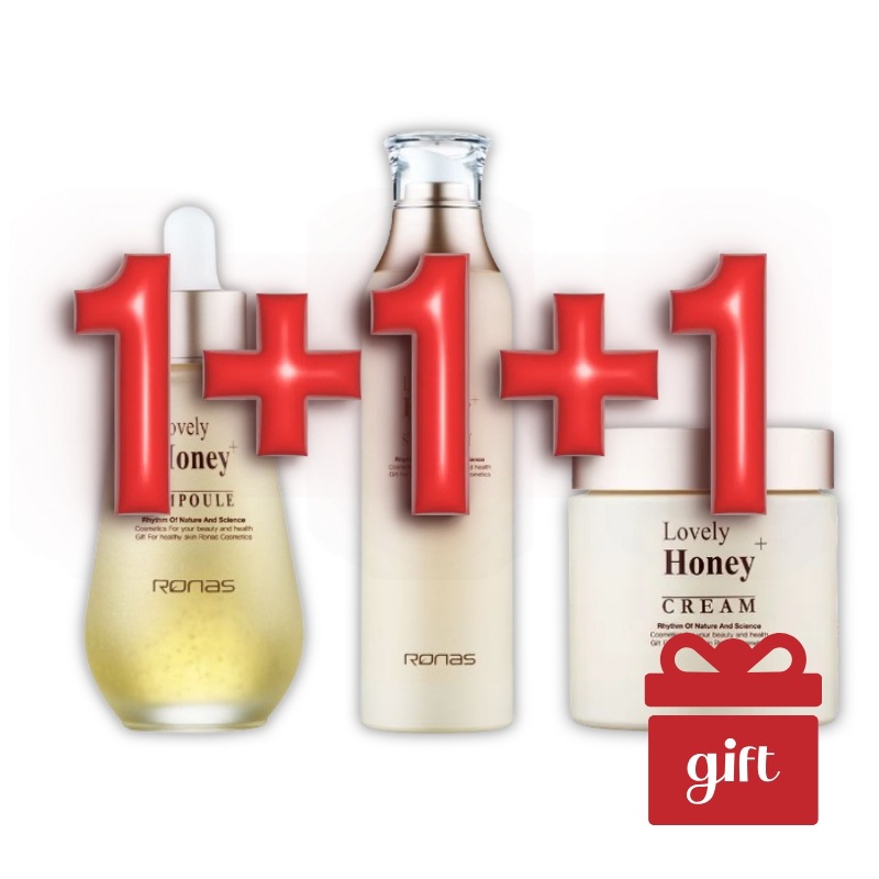 【蜜光3ステップSET】 ロナス ラブリー ハニー アンプル50ml+セラム150ml+クリーム100ml 集中栄養・弾力・保湿 Lovely Honey Ampoule+Serum+Cream