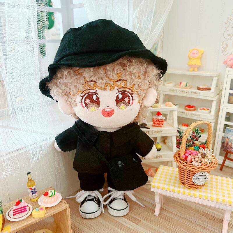 Qoo10] 黒シャツ黒帽子ズボン20CMセットぬいぐ