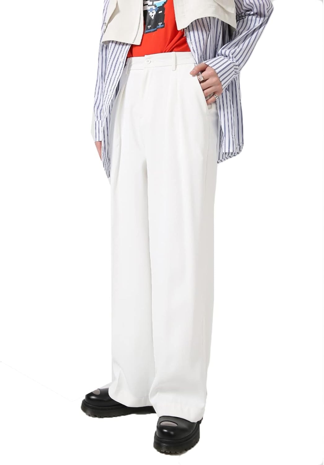 ワンタック スラックス メンズ スーツパンツ ワイド バギーパンツ ルーズ おしゃれ モード系 カジュアル ロングパンツ 春秋服 ガウチョパンツ 着痩せ 大きめ 長ズボン 無地 シンプル ド