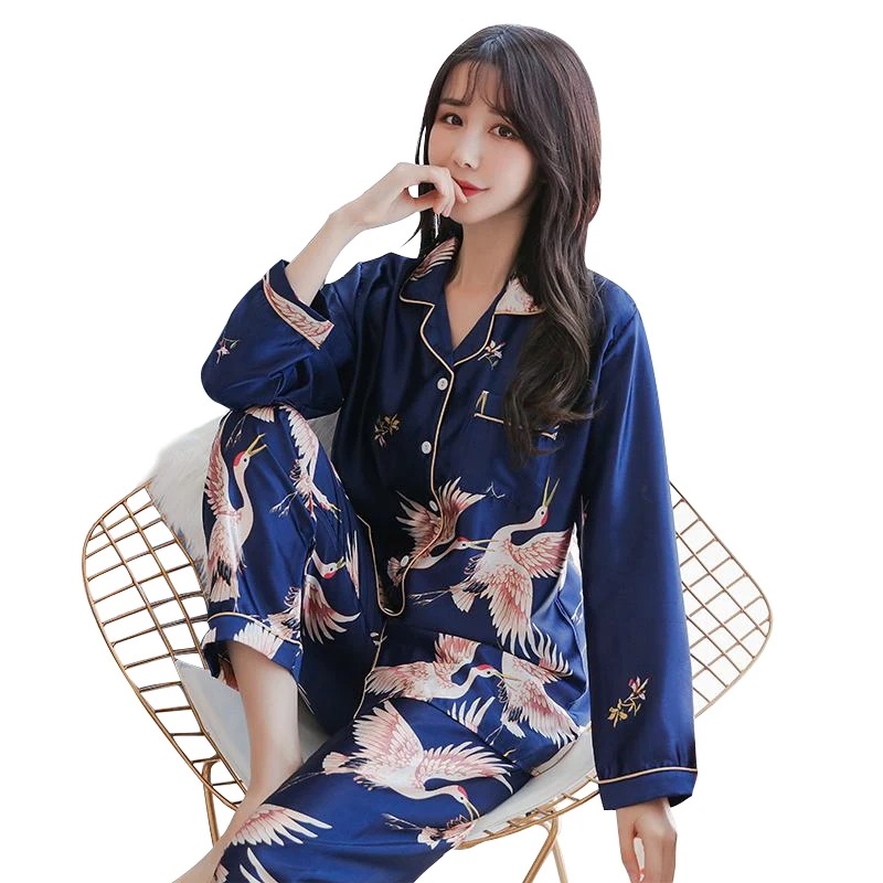 女性用シルクサテンパジャマセット,ロングパンツ,ナイトガウン,バスローブ,パジャマ,特大,M-5XL