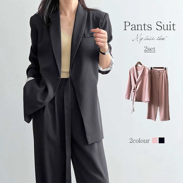 パンツスーツ レディース セットアップ スーツ ママスーツ 上下セット 入学式 入園式 ビジネススーツ リクルートスーツ ワイドパンツ 春夏 秋 体型カバー フォーマル オフィスカジュアル 通勤 OL