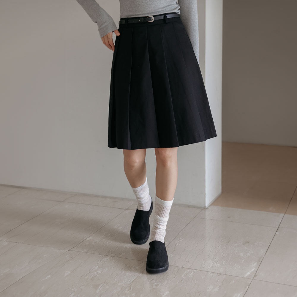 デリンベルトセットプリーツミディスカート