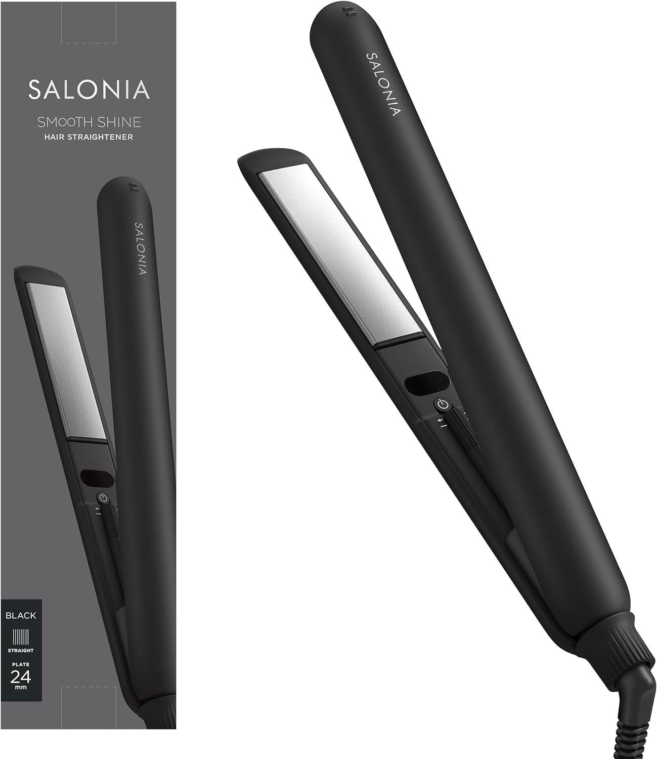 SALONIA サロニア スムースシャイン ストレートアイロン ヘアアイロン 24mm ブラック【Amazon.co.jp限定】