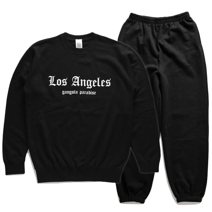 ACE FLAG 上下セット 長袖 ブランド メンズ 春秋冬用 黒 大きいサイズ エースフラッグ セットアップ トレーナー 上下 Compton コンプトン LA