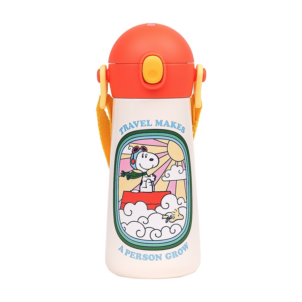 リルパンダボトルワンタッチショルダーストラップダブルステンウォーターボトル（スヌーピー）460ml / PN8486