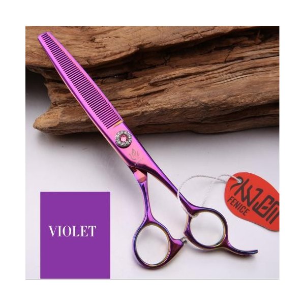 フェニスプロフェッショナル高品質ステンレス鋼6.5インチ薄くなるはさみ用ペット犬グルーミングシンナー間伐率35％ violet