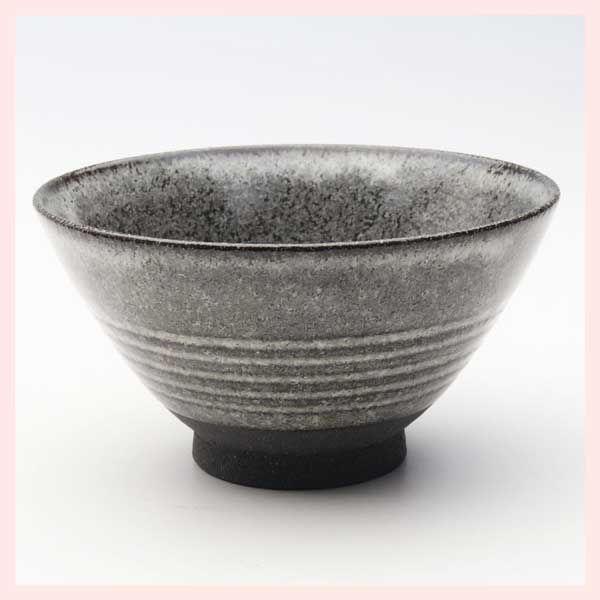 （３Ｐセット）美濃焼（磁器）　彫線紋の飯碗／黒
