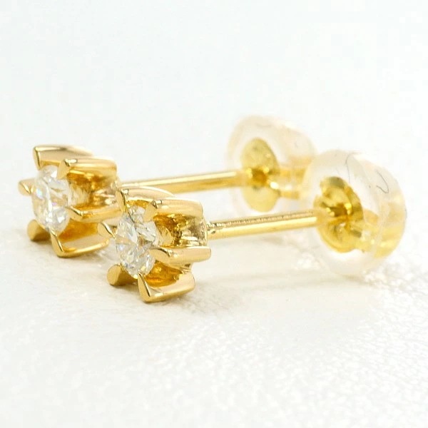 K18 18金 YG イエローゴールド ピアス ダイヤ 0.08 ×2 ジュエリー 中古
