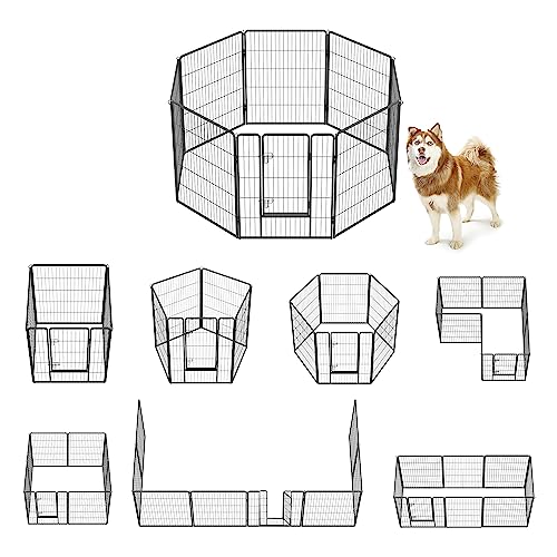 FEANDREA 犬 サークル 中大型犬用 ペットフェンス スチール製 全成長期使用可 室内外兼用