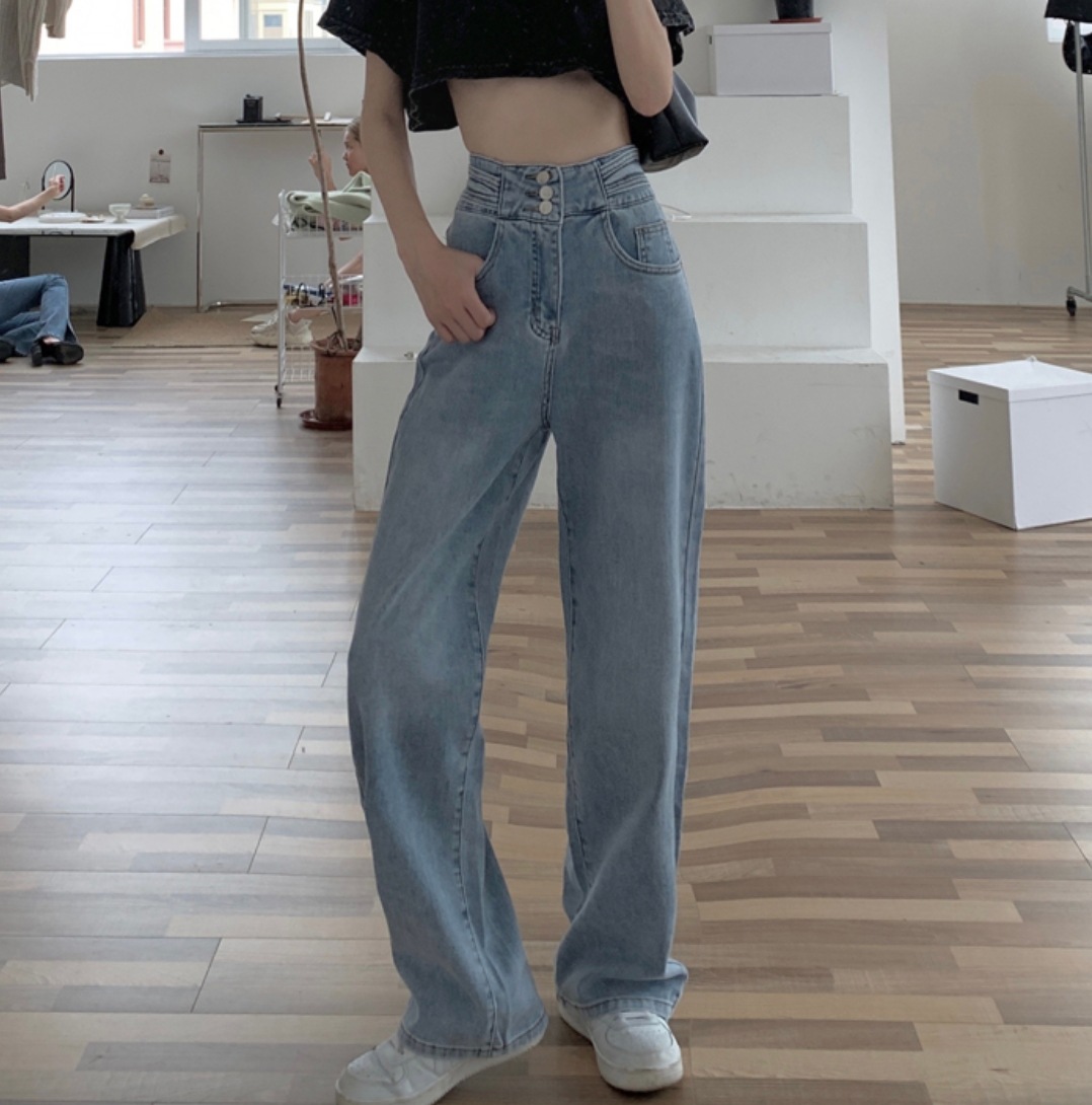 ボトムス パンツ デート ワイドパンツ デニムパンツ ハイウエスト デニム 無地 春 夏 秋 冬 個性的 ブルー S M L こなれ感 エレガント クール モード系 ラフ ルーズ マニッシュ