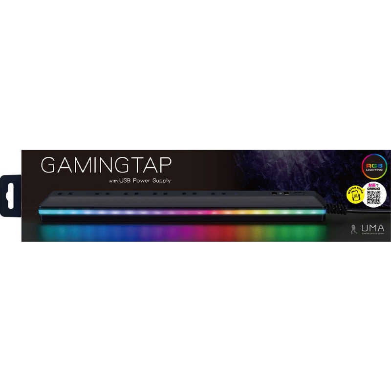 トップランド　ゲーミングタップ6個口 2m -BK ［2.0m /6個口 /スイッチ無 /3ポート］　UMA10