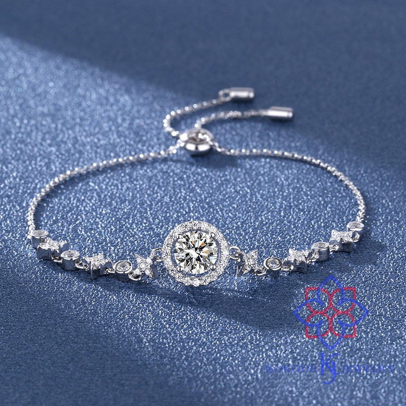 モアサナイト 1ct プレスレット 星 レディース シルバー925 アクセサリー ジュエリー ギフト プレゼント キラキラ プラチナ 普段使い チェーンブレスレット アクセ カジュアル つけっぱなし