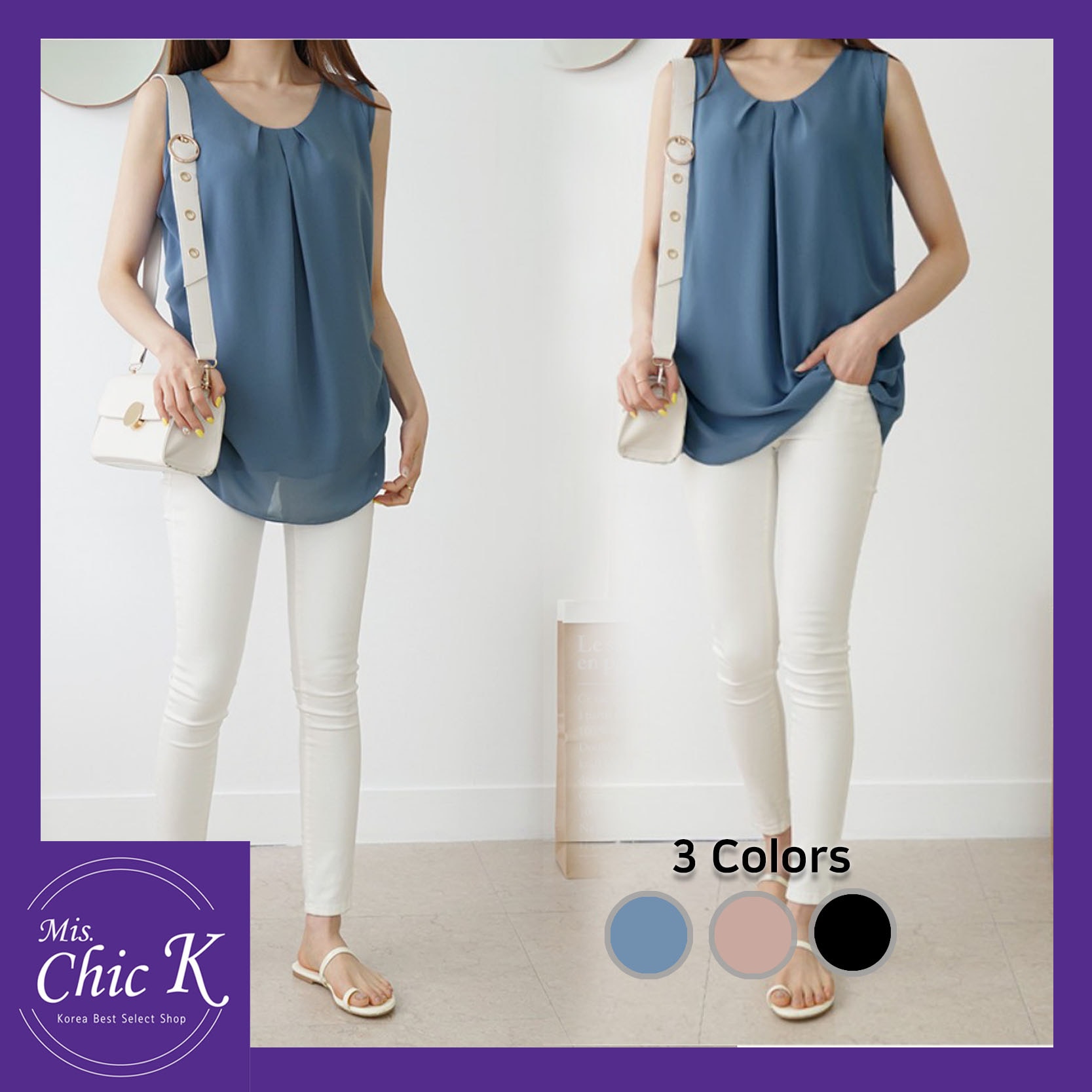 [K Fashion 2019 S/S] Double chiffon blouse / ダブルシフォンブラウス- 3 color