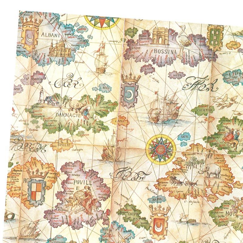 （まとめ買い）シモジマ HEIKO 包装紙 ファンシー柄 半才 コンパス 50枚 750x505mm ラッピング用品 002403022 [x3セット]