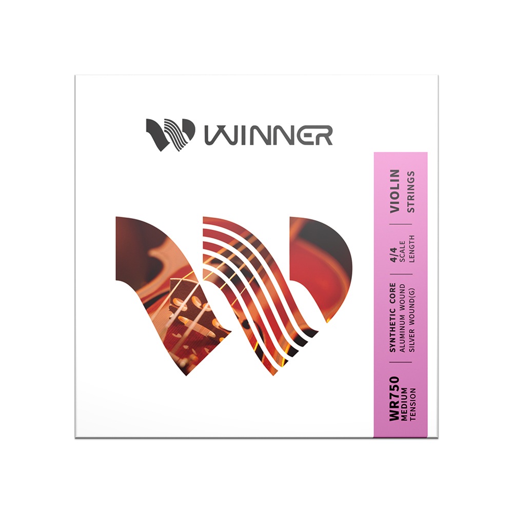 Winner シリーズ バイオリン弦 WR750 ミディアムテンション ナイロン弦芯 アルミマグネシウム 銀糸巻き