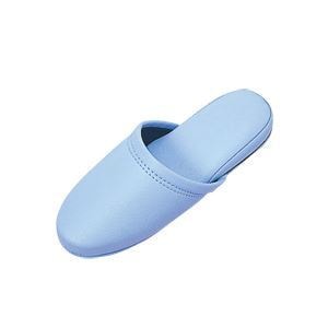 （まとめ）抗菌ビニールレザー調スリッパ ブルー 30足