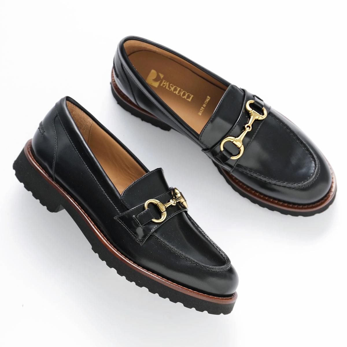 PASCUCCI パスクッチ ビットローファー 3299 レディース レザー シューズ 軽量 革靴 NERO