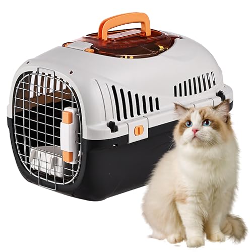 ペットキャリー 猫 キャリーケース 【2024宇宙航空材質】 小型犬用クレート ペットキャリーバッグ 天窓付き 航空輸送対応ペットキャリーケース 通気性＆組立簡単 ケージアウトボックス キャンピングキ