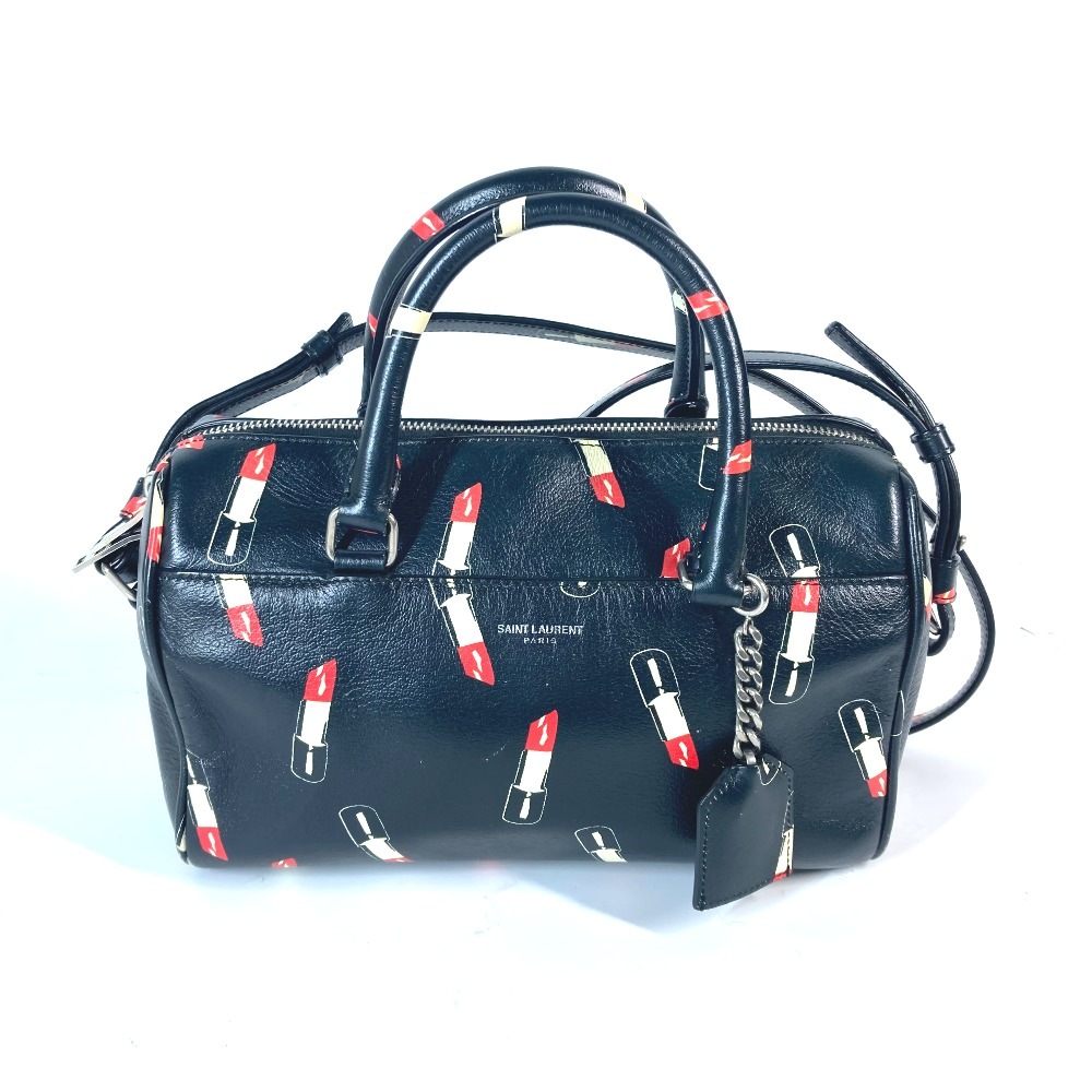 ハンドバッグ 400422 ベイビーダッフル リップスティック ショルダーバッグ カバン 斜め掛け ポシェット 2WAY レザー ブラック