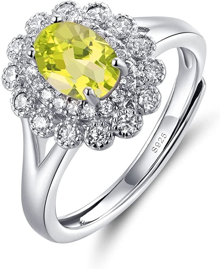 調節可能 925純銀製 リング( 8月 誕生石 ペリドット)