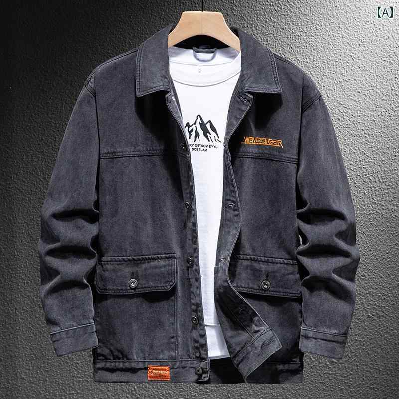 メンズ ファッション デニムジャケット 春秋 トレンド ワークジャケット ストリート 秋 トップス