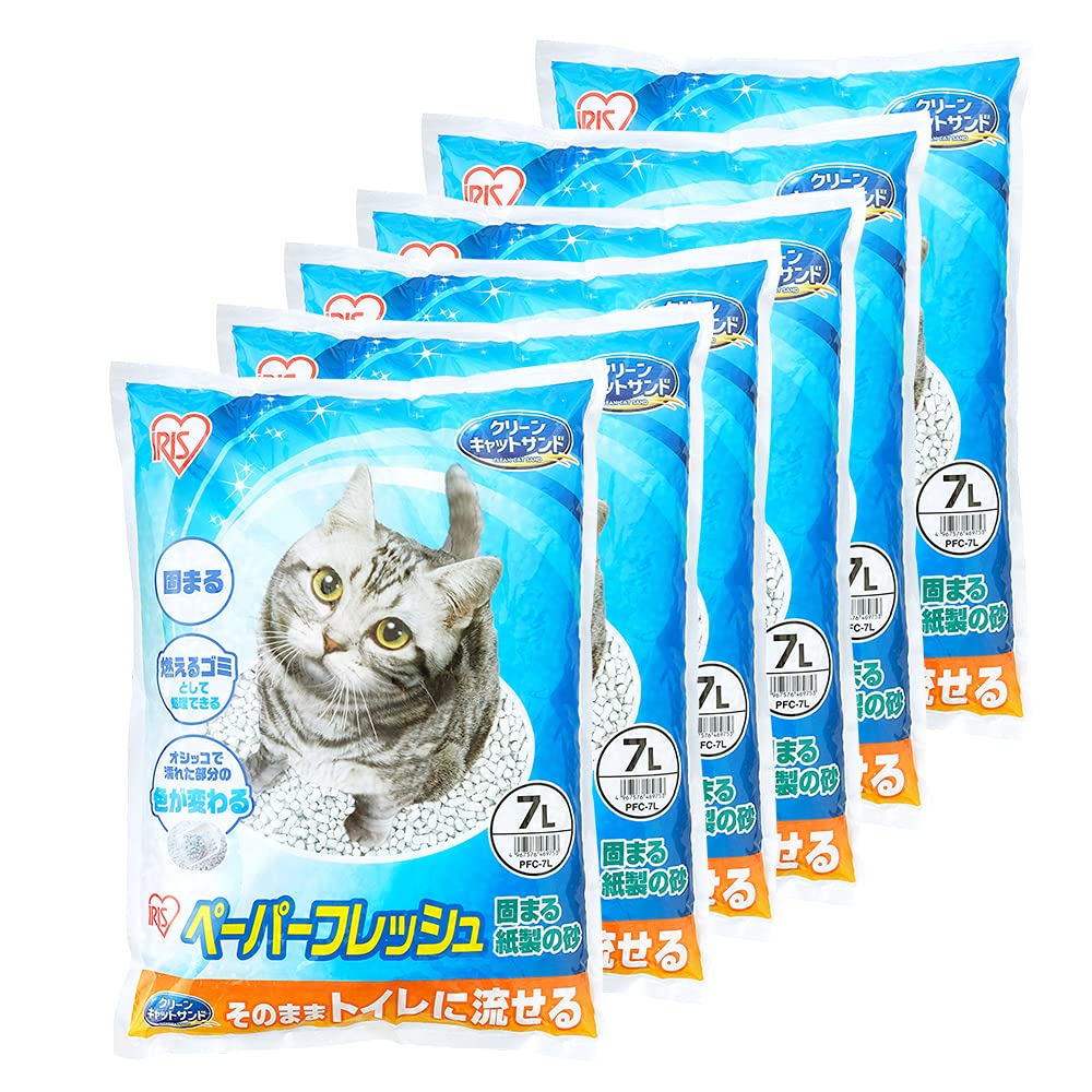 猫砂 ペーパーフレッシュ トイレに流せる 固まる PFC-7L (紙製) 7L×6袋 (ケース販売)