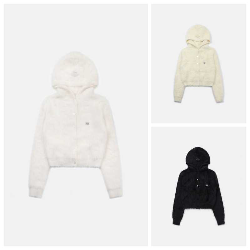 【BADBLOOD】 BS MOHAIR HOODED CARDIGAN : 3COLORS