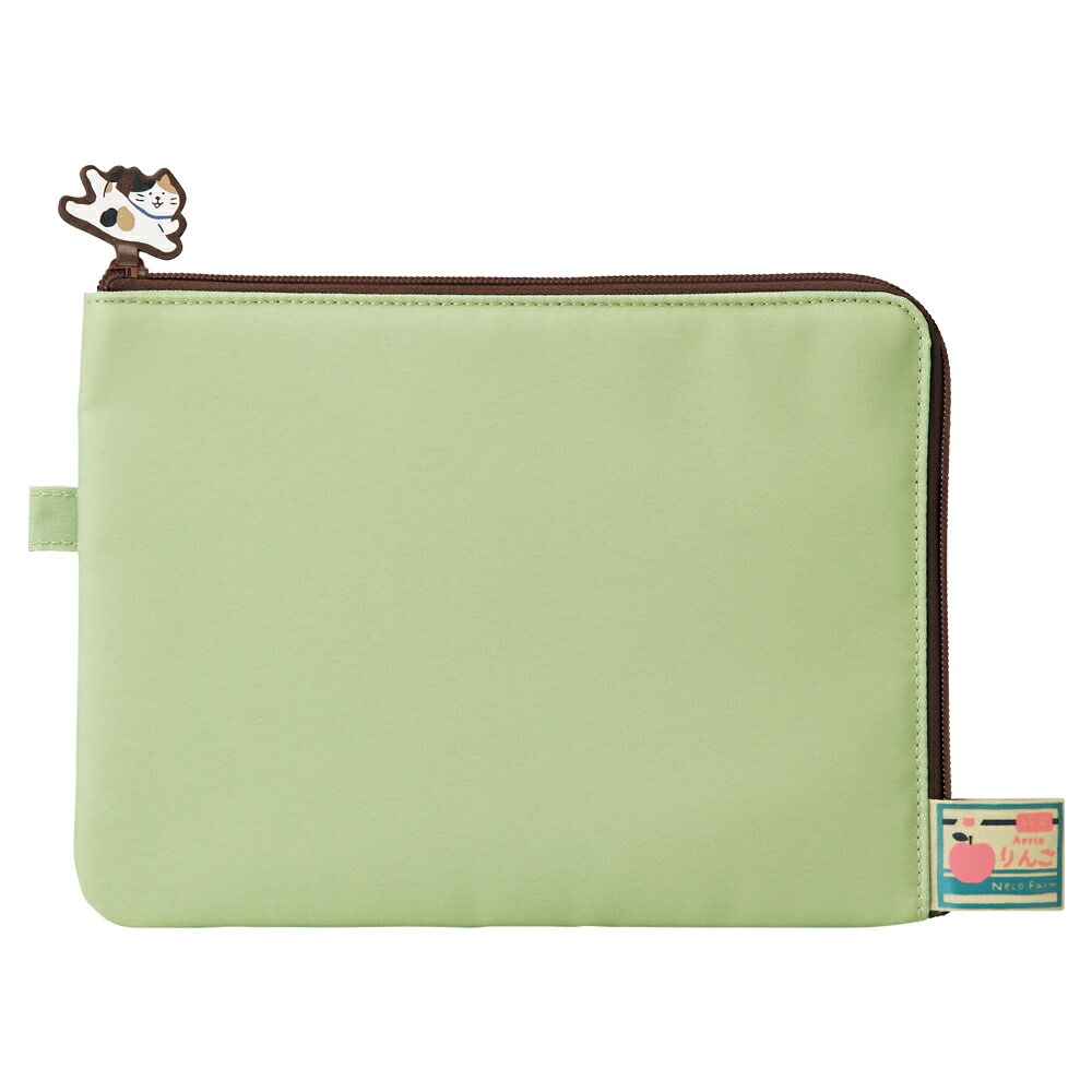 （まとめ買い）にゃんシーン フラットポーチ ピスタチオグリーン A-2222-7 [x3]