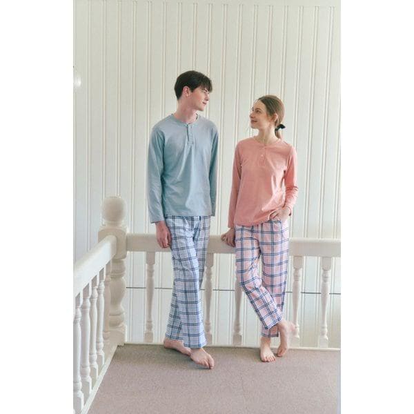 綿スパン チェック ナ염 男女カップル 室内着パンツ (VEPA101MVEPA101W)