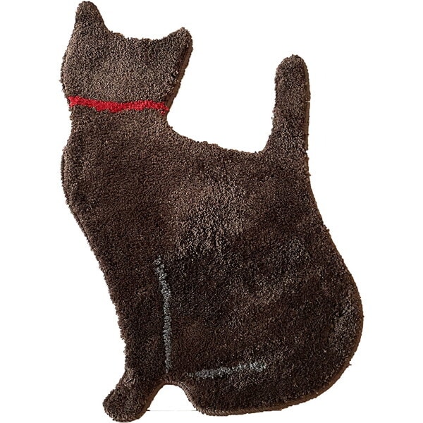 マルナカ 6433 洗えるネコ型ダイカットマット ルーチェ 45×75cm ブラウン メーカー直送