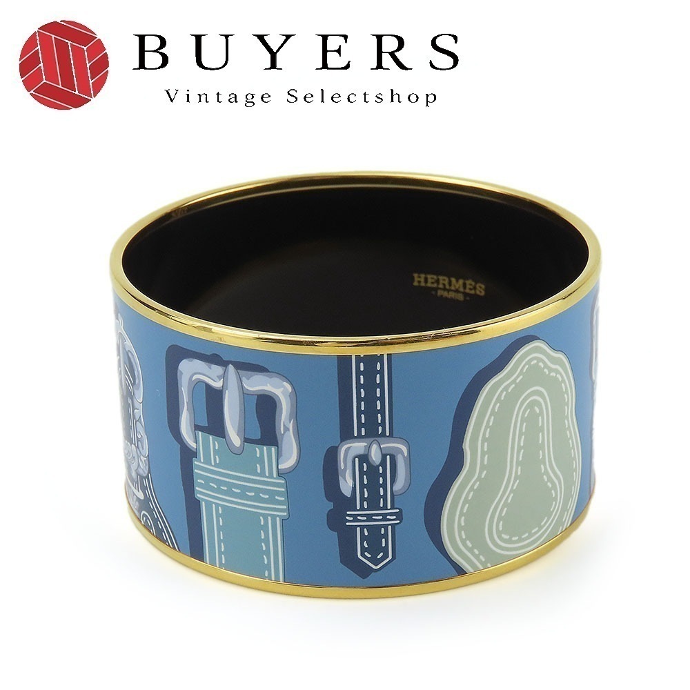 中古 ブレスレット エマイユTGM メタル 七宝焼き ブルー系 マルチカラー ゴールド金具 バングル ベルト柄 アクセサリー レディース 女性