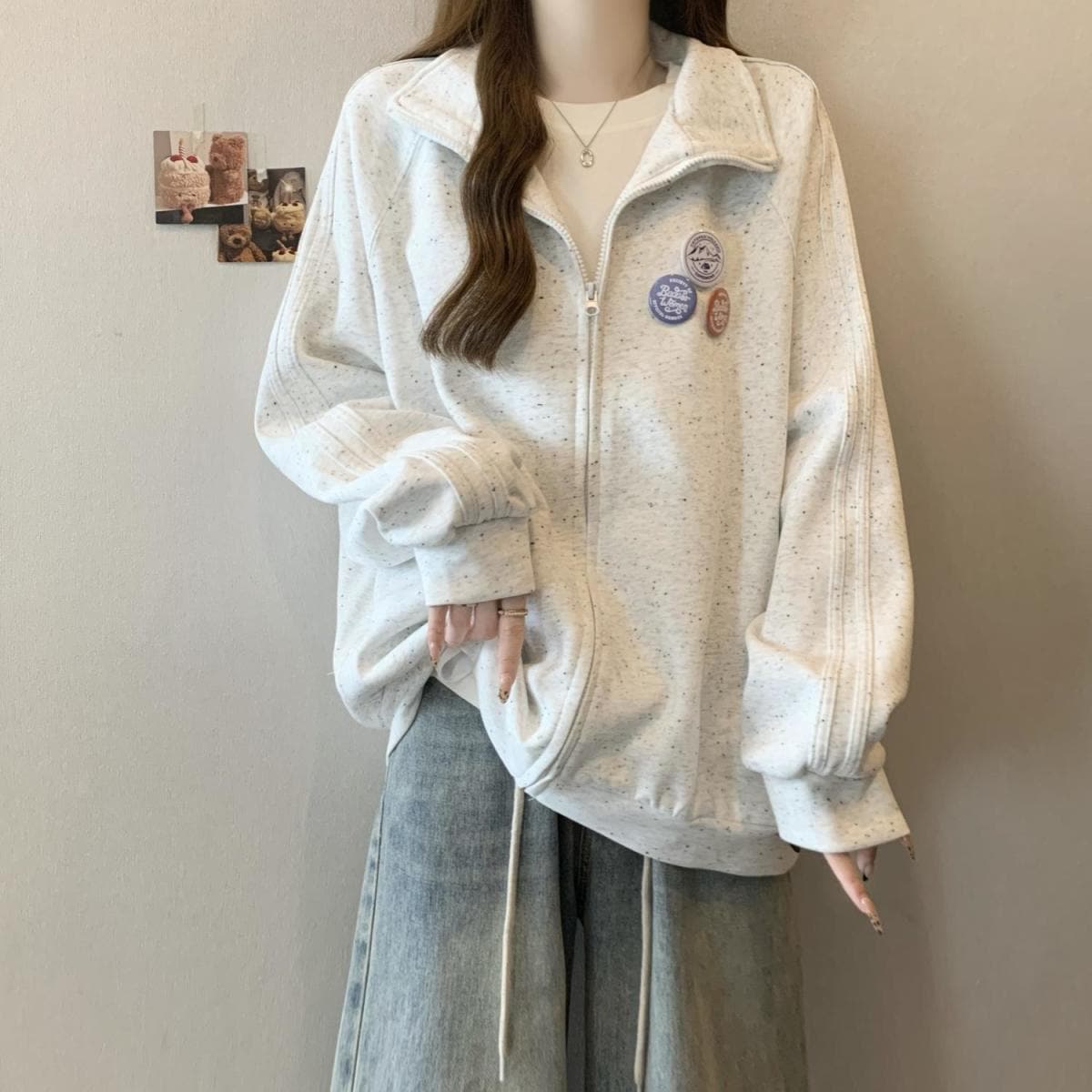 今すぐ購入超低価格ジップセータージャケット 早春 ルーズ コリアン パーカー フード付きパーカー スウェットパーカー ジップアップ パーカー レディース 韓国 パーカー