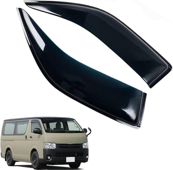 互換品 ハイエース 200系 ワイド ドアバイザー 1型～7型 レジアスエース対応 スモーク サイドバイザー フロント左右セット 専用設計 高耐久タイプ (スモーク, ワイド)