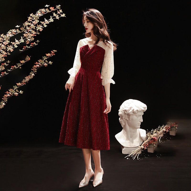 大安売りウェディングドレス ウエディングドレス パーティードレス ワンピース おしゃれ フォーマル お呼ばれ 袖あり 秋冬 カラードレス 結婚式 成人式 レディース 20代 30代 40代 おしゃれ