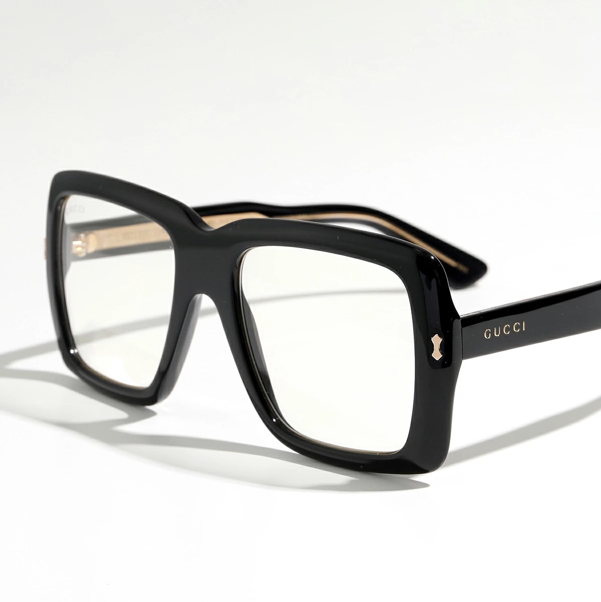 GUCCI グッチ メガネ GG0366S メンズ スクエア型 めがね 伊達メガネ ダテ 眼鏡 ロゴ アイウェア 黒縁メガネ 001/BLACKBLACK-TRANSPARENT