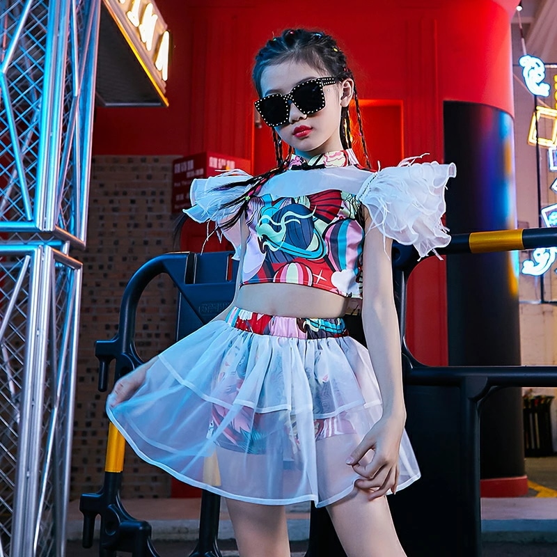 キッズ チアガール ダンス衣装 ダンス衣装 セットアップ キッズ　トップス スカート ヒップホップ 衣装 キッズ　ダンス 衣装 ヒップホップ ファッション ダンス衣装 k-pop　ジャズダンス 衣装