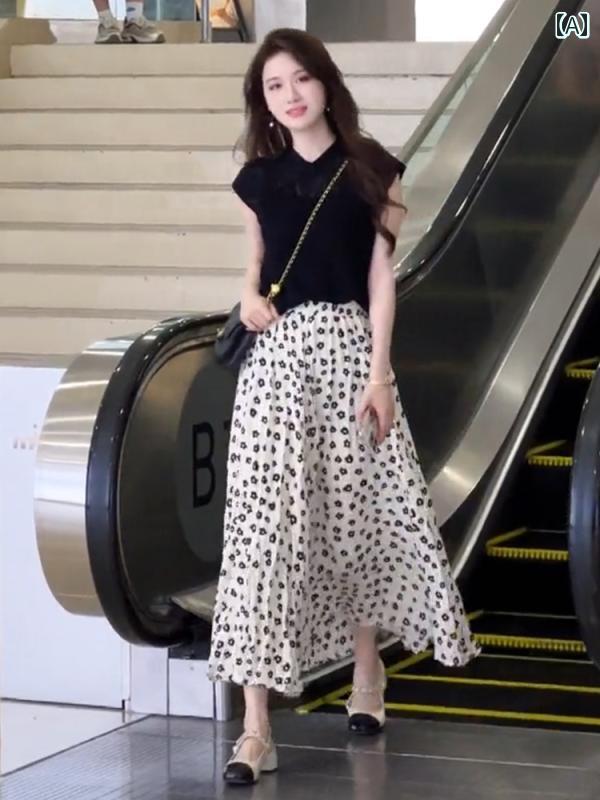 レディース ファッション 小さめ ハイウエスト aライン 白 花柄 スカート 夏