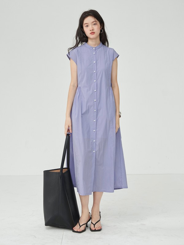 オモント エッグタルト ホーム レトロ スモール スタンドカラー シャツドレス 夏新作 ハイウエスト スリム ストレート ミディアム丈 スカート